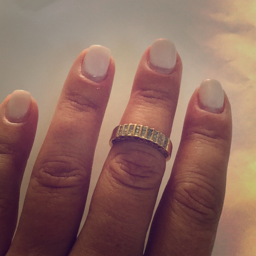 Gold and diamond “Mom” ring